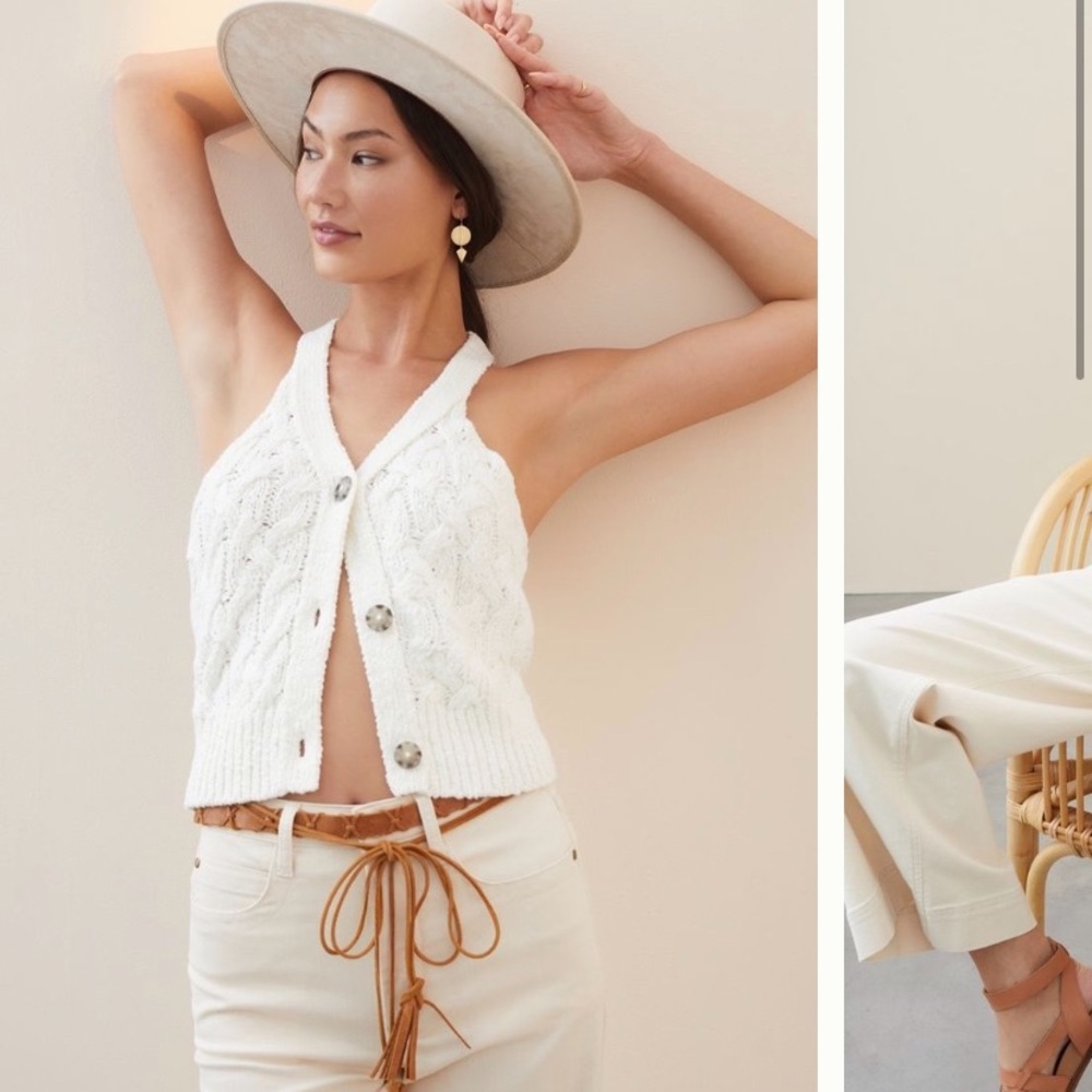 Anthropologie White Knit Tank Top